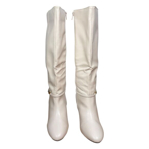 Karen Scott Womens Hanna Faux Leather Knee-High Boots | White | 8M Wide Calf - Picture 2 of 9